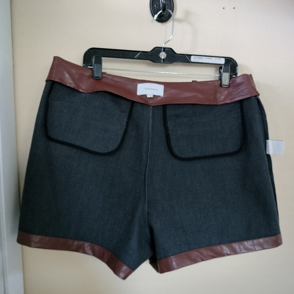 Anthropologie Twenty Six Hundred Brown Soft Faux Leather Cargo Skort XL Edgy - Picture 9 of 15